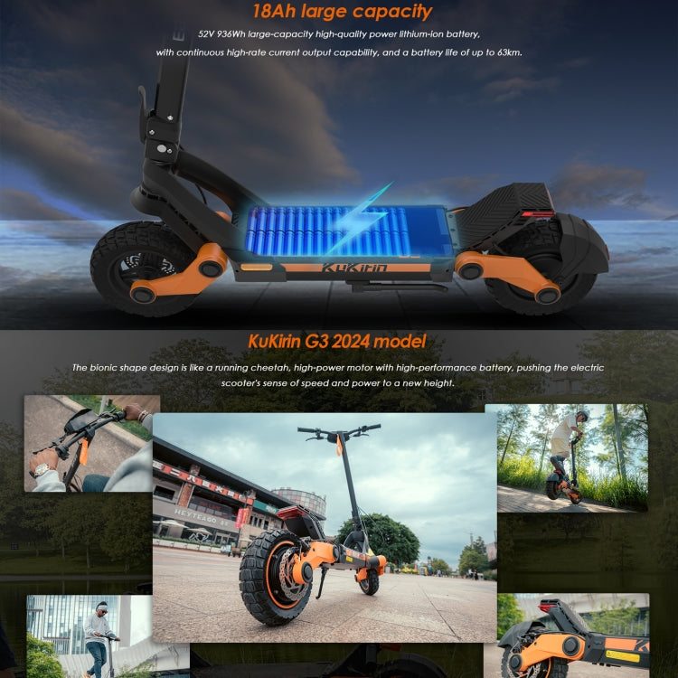 [EU Warehouse] Kukirin G3 10 inch Tires 1200W 52V 18AH Three-speed Folding Electric Offroad Scooter with LED Display