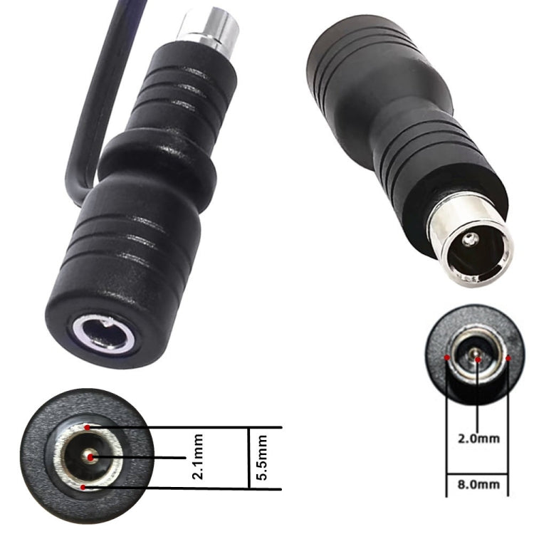 DC 5.5mm x 2.1mm Female to DC 8.0mm x 1.6mm Male Adapter for Xiaomi Electric Bike Scooter Power Adapter  - Black