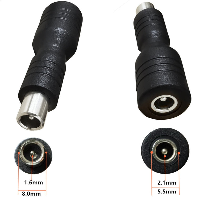DC 5.5mm x 2.1mm Female to DC 8.0mm x 1.6mm Male Adapter for Xiaomi Electric Bike Scooter Power Adapter  - Black