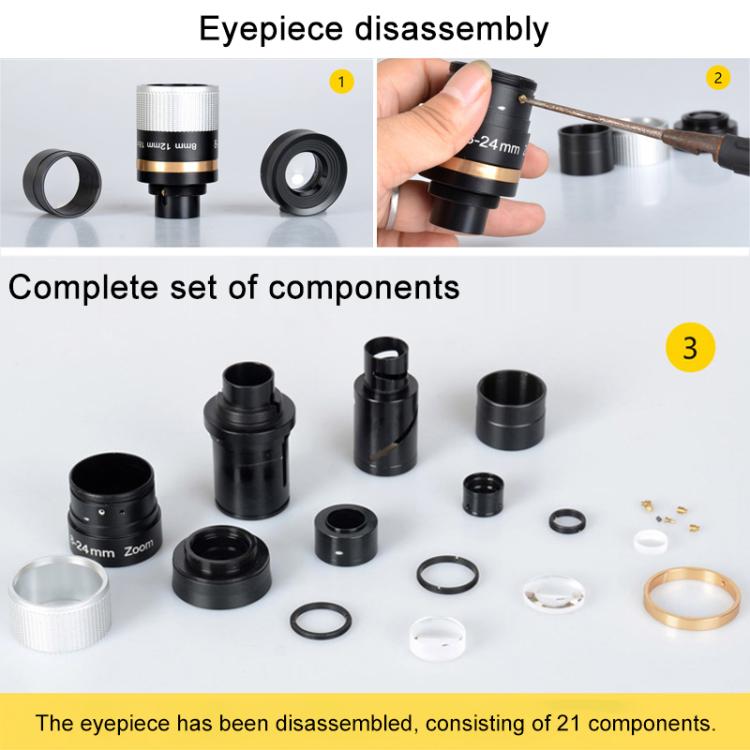 Astronomical Telescope 8-24mm All-metal Continuous Zoom Eyepiece  - Silver