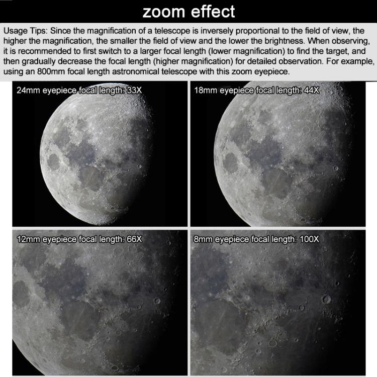 Astronomical Telescope 8-24mm All-metal Continuous Zoom Eyepiece  - Silver