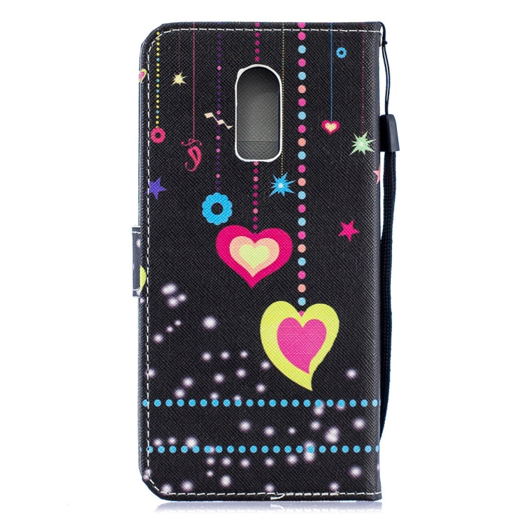 Colored Heart Pattern Horizontal Flip Leather Case for OnePlus 6T, with Holder & Card Slots & Wallet