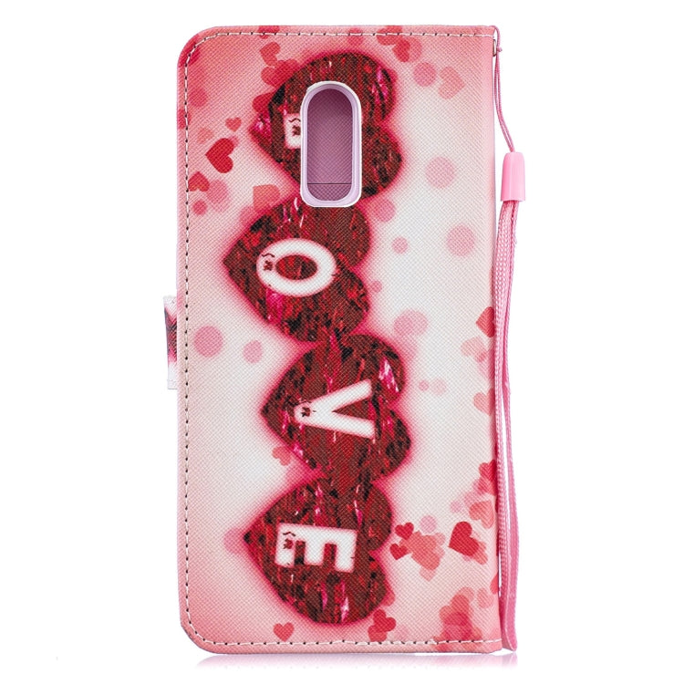 Love Pattern Horizontal Flip Leather Case for OnePlus 6T, with Holder & Card Slots & Wallet