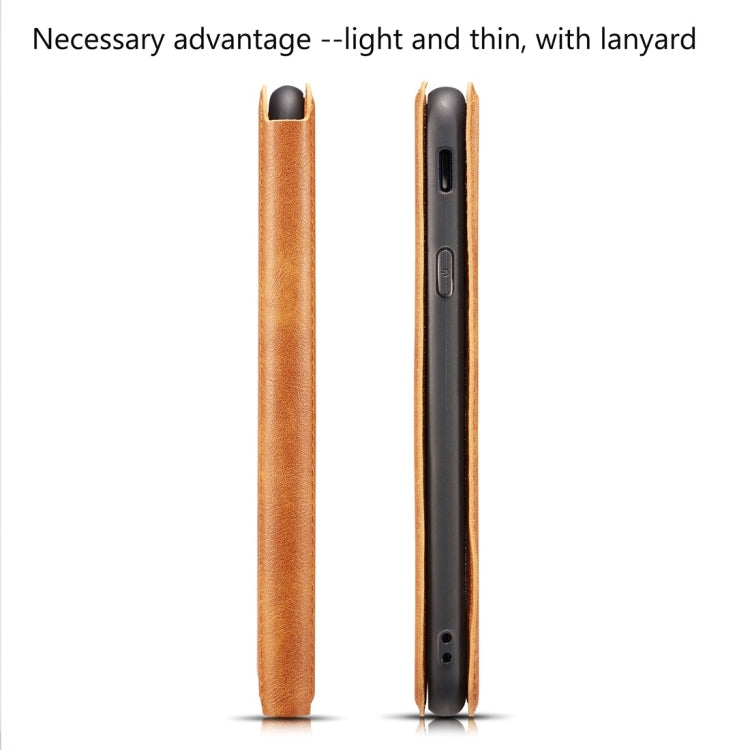 Retro Simple Ultra-thin Magnetic Horizontal Flip Leather Case for OnePlus 7, with Holder & Card Slots & Lanyard