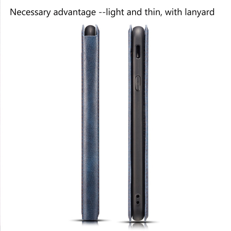 Retro Simple Ultra-thin Magnetic Horizontal Flip Leather Case for OnePlus 7 Pro, with Holder & Card Slots & Lanyard