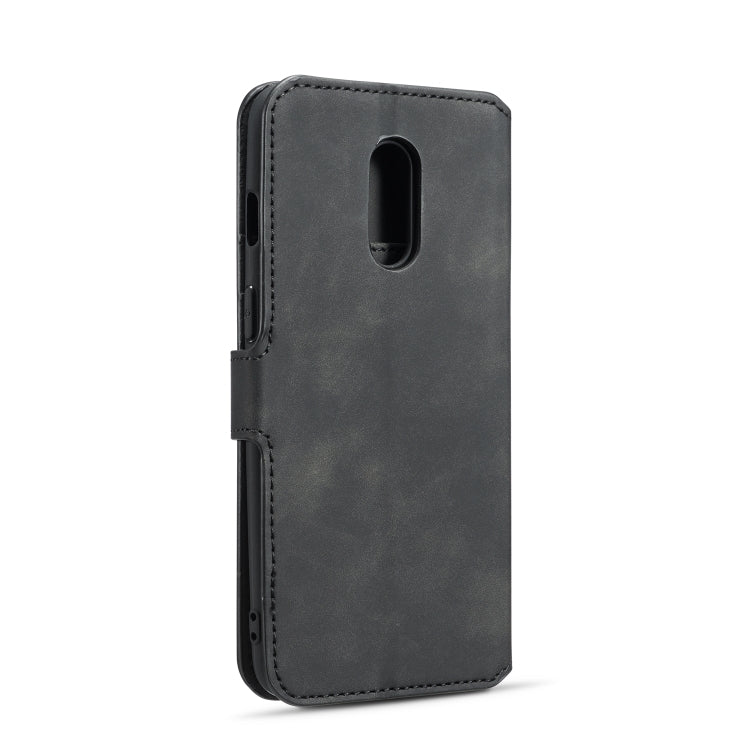 DG.MING Retro Oil Side Horizontal Flip Case for OnePlus 7, with Holder & Card Slots & Wallet