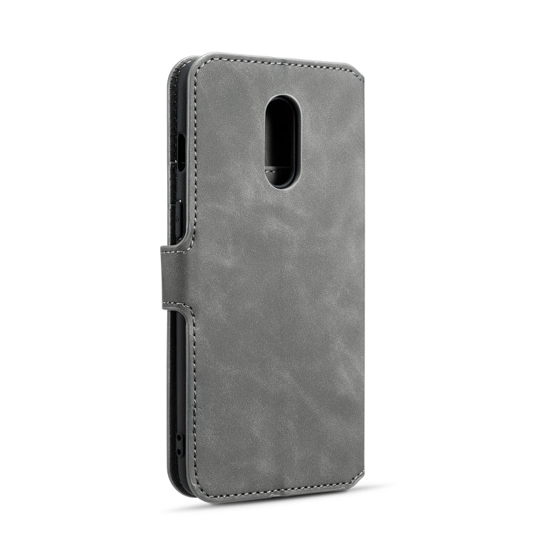 DG.MING Retro Oil Side Horizontal Flip Case for OnePlus 7, with Holder & Card Slots & Wallet