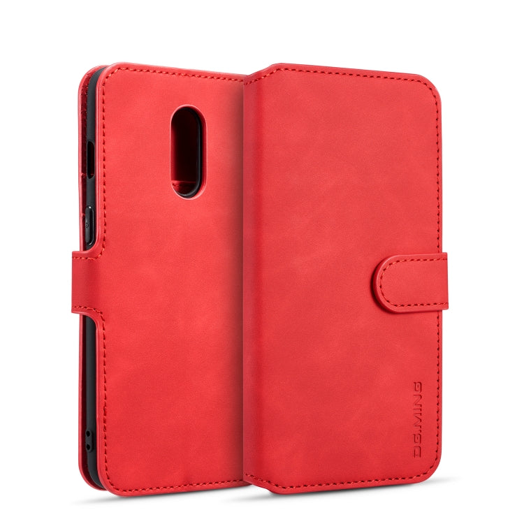 DG.MING Retro Oil Side Horizontal Flip Case for OnePlus 7, with Holder & Card Slots & Wallet