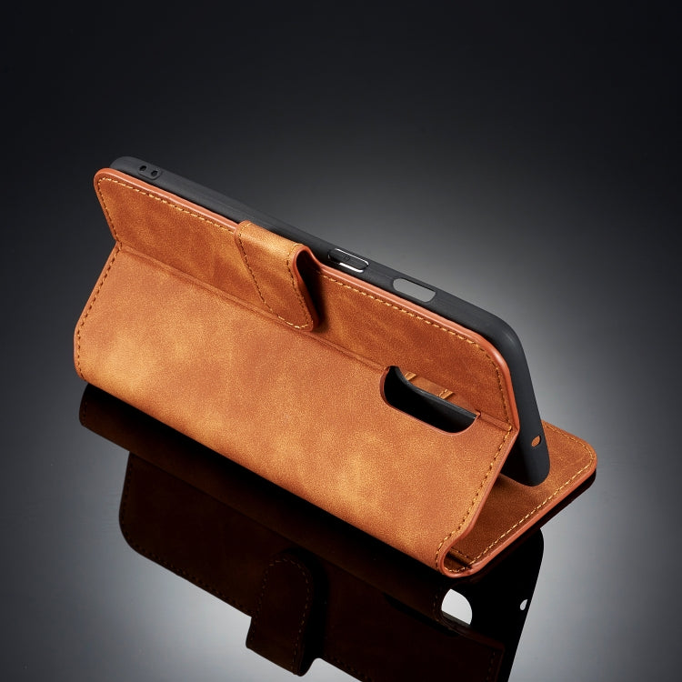 DG.MING Retro Oil Side Horizontal Flip Case for OnePlus 7, with Holder & Card Slots & Wallet