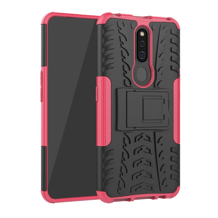 Shockproof  PC + TPU Tire Pattern Case for OPPO F11 Pro, with Holder