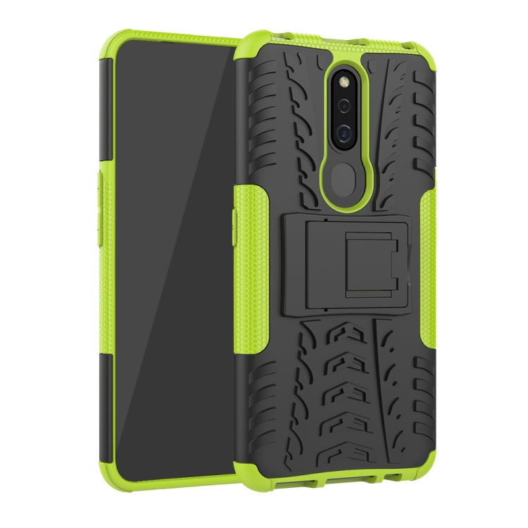 Shockproof  PC + TPU Tire Pattern Case for OPPO F11 Pro, with Holder