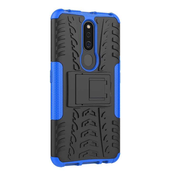 Shockproof  PC + TPU Tire Pattern Case for OPPO F11 Pro, with Holder