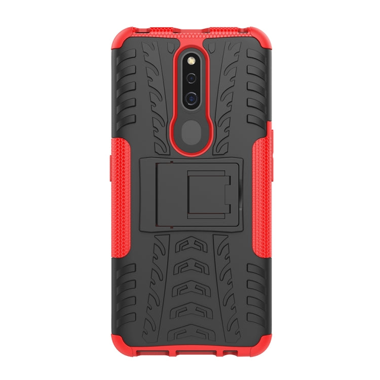 Shockproof  PC + TPU Tire Pattern Case for OPPO F11 Pro, with Holder
