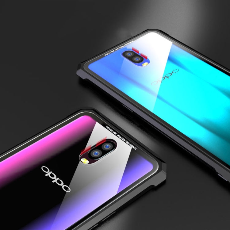 Buckle Series Metal Frame + Tempered Glass Cover Case for OPPO R17