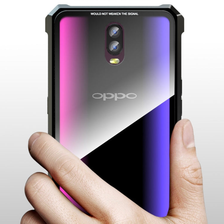 Buckle Series Metal Frame + Tempered Glass Cover Case for OPPO R17 Pro
