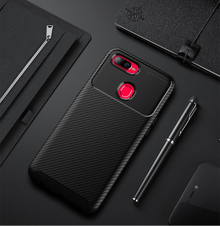 Carbon Fiber Texture Shockproof TPU Case for OPPO F9 / Realme U1