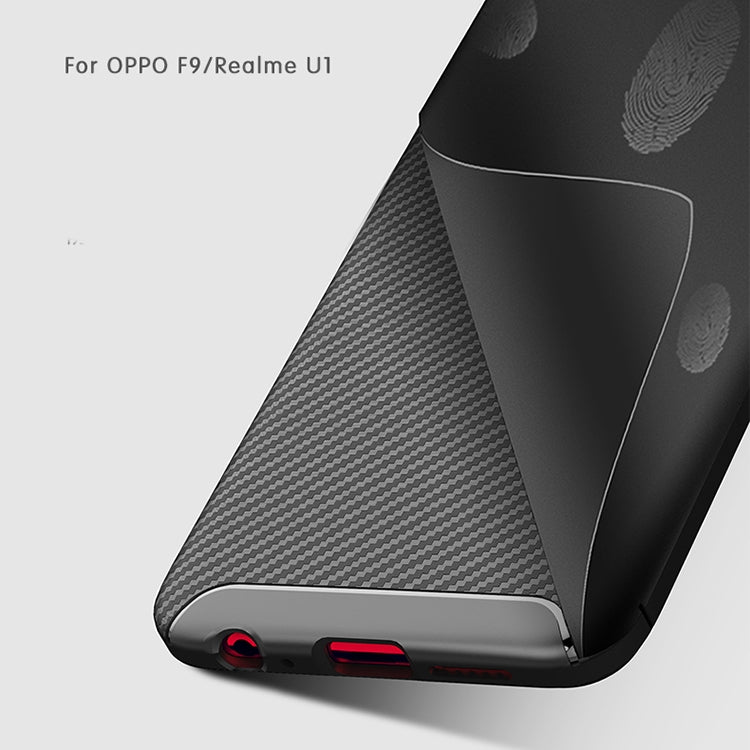 Carbon Fiber Texture Shockproof TPU Case for OPPO F9 / Realme U1