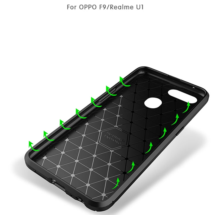 Carbon Fiber Texture Shockproof TPU Case for OPPO F9 / Realme U1