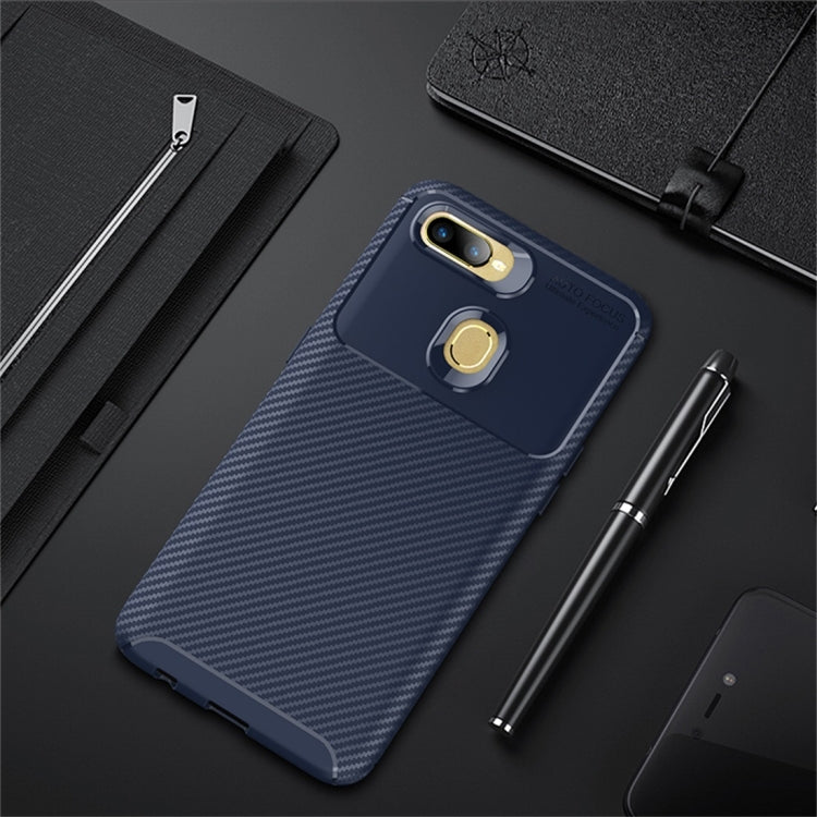 Carbon Fiber Texture Shockproof TPU Case for OPPO A7