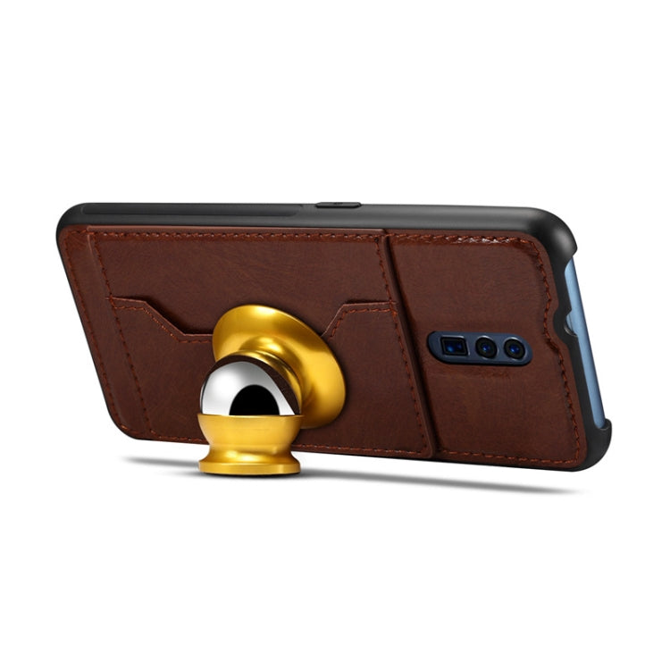 TPU + PC + PU Crazy Horse Texture Protective Case for OPPO Reno, with Holder & Card Slots