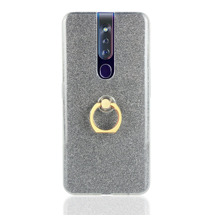 Glittery Powder Shockproof TPU Protective Case for OPPO F11 Pro, with 360 Degree Rotation Ring Holder