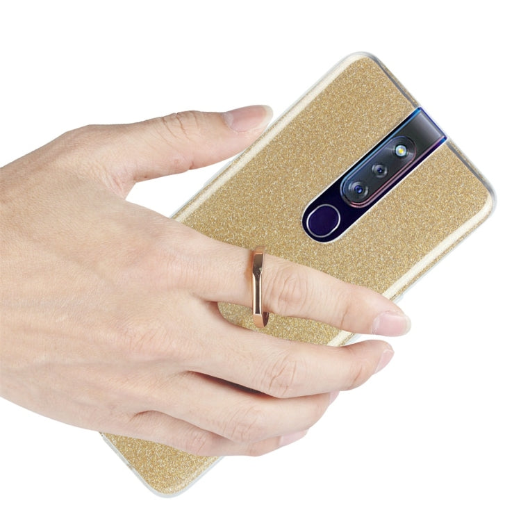 Glittery Powder Shockproof TPU Protective Case for OPPO F11 Pro, with 360 Degree Rotation Ring Holder