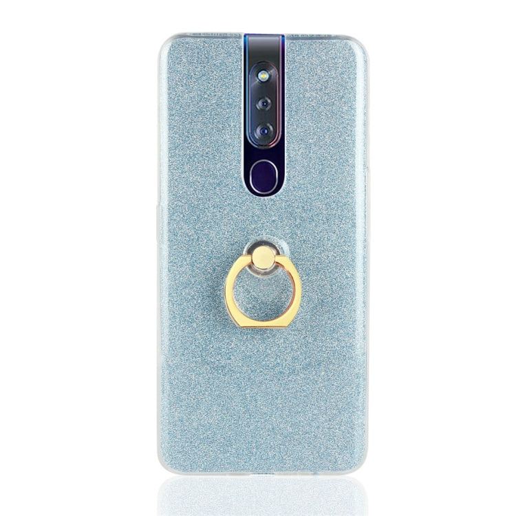 Glittery Powder Shockproof TPU Protective Case for OPPO F11 Pro, with 360 Degree Rotation Ring Holder