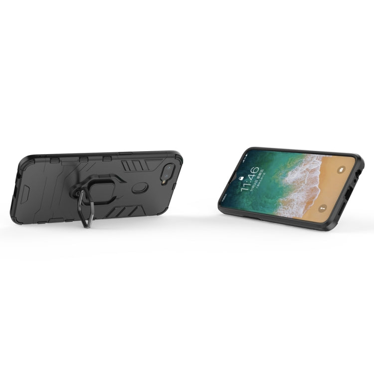 PC + TPU Shockproof Protective Case for OPPO F9, with Magnetic Ring Holder