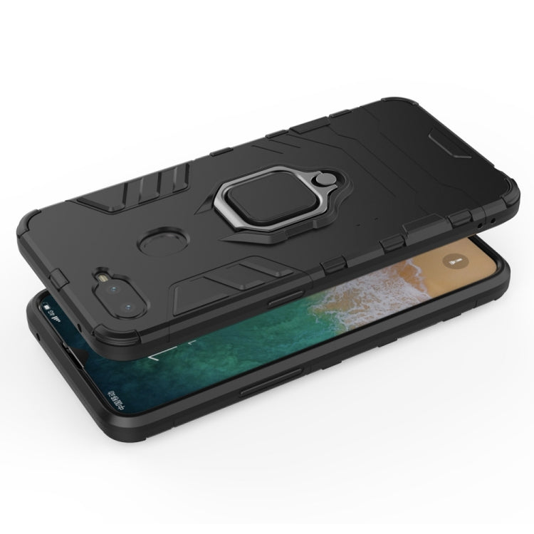 PC + TPU Shockproof Protective Case for OPPO F9, with Magnetic Ring Holder