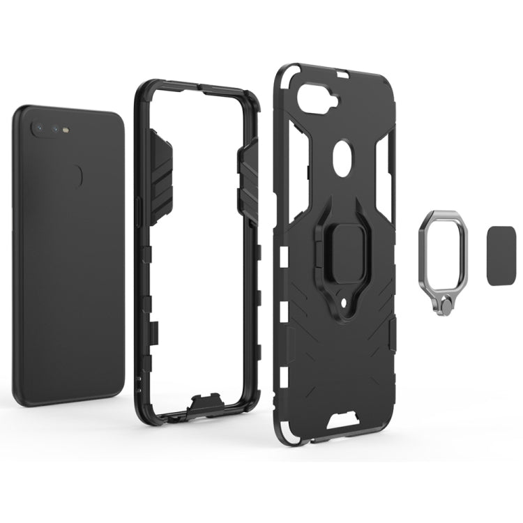 PC + TPU Shockproof Protective Case for OPPO F9, with Magnetic Ring Holder