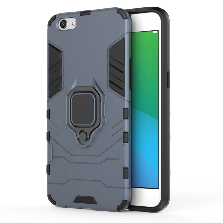 PC + TPU Shockproof Protective Case for OPPO R9s, with Magnetic Ring Holder (Grey)