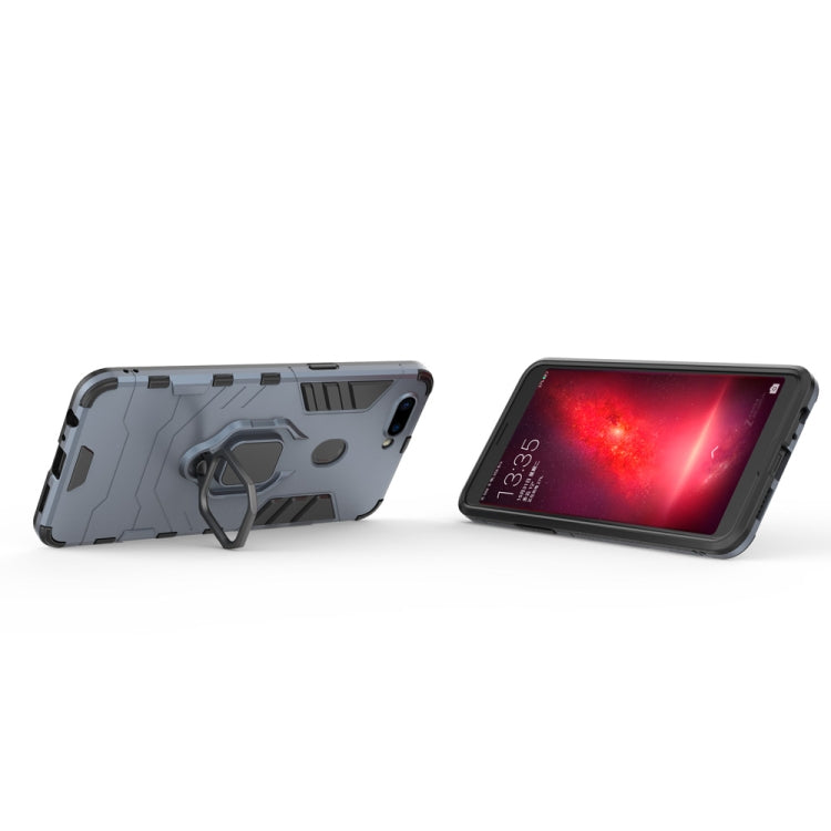 PC + TPU Shockproof Protective Case for OPPO R11s, with Magnetic Ring Holder (Grey)