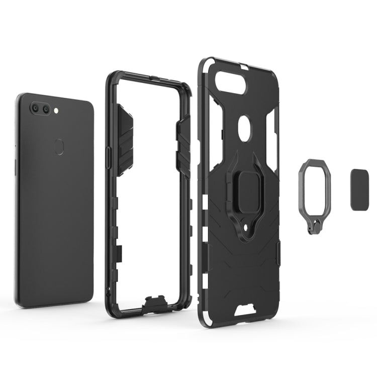 PC + TPU Shockproof Protective Case for OPPO R15, with Magnetic Ring Holder