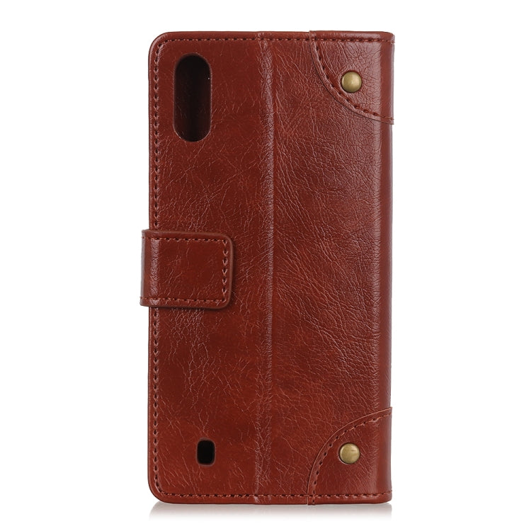 Copper Buckle Nappa Texture Horizontal Flip Leather Case for Galaxy A10, with Holder & Card Slots & Wallet