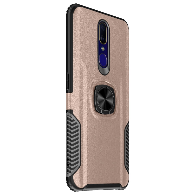 Shockproof Car Magnetic Case with 360 Degree Gold Armor Ring for OPPO F11