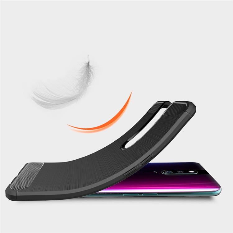 Brushed Texture Carbon Fiber Shockproof TPU Case for OPPO F11 Pro (Red)