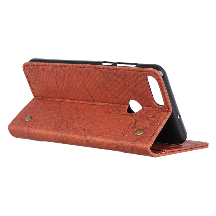 Copper Buckle Retro Crazy Horse Texture Horizontal Flip Leather Case for OPPO A5s / AX5s , with Holder & Card Slots & Wallet