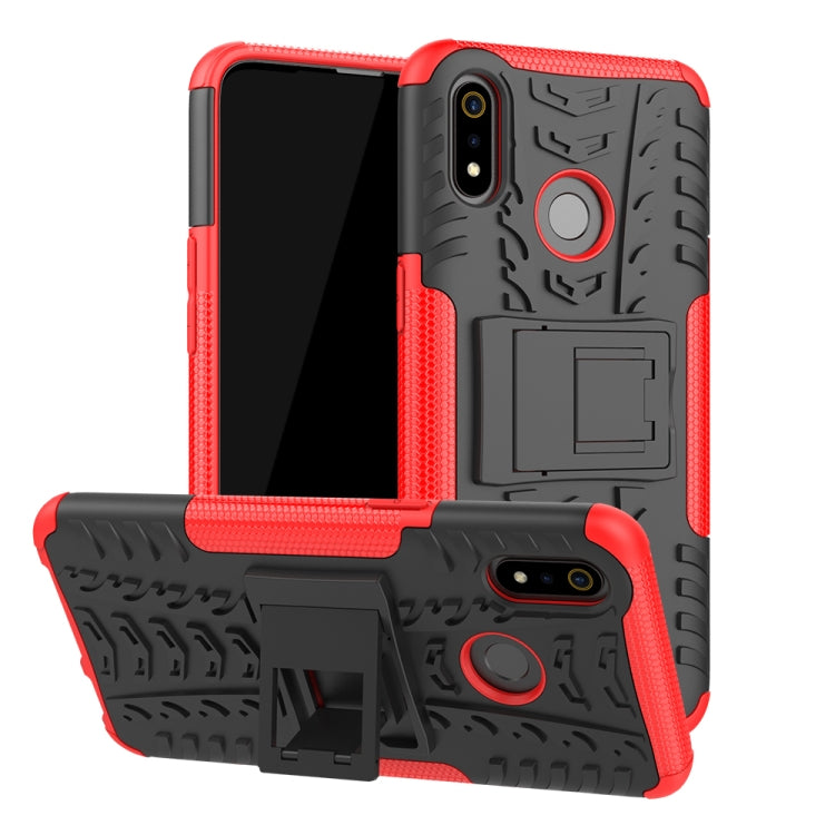 Tire Texture TPU+PC Shockproof Case for OPPO Realme 3, with Holder