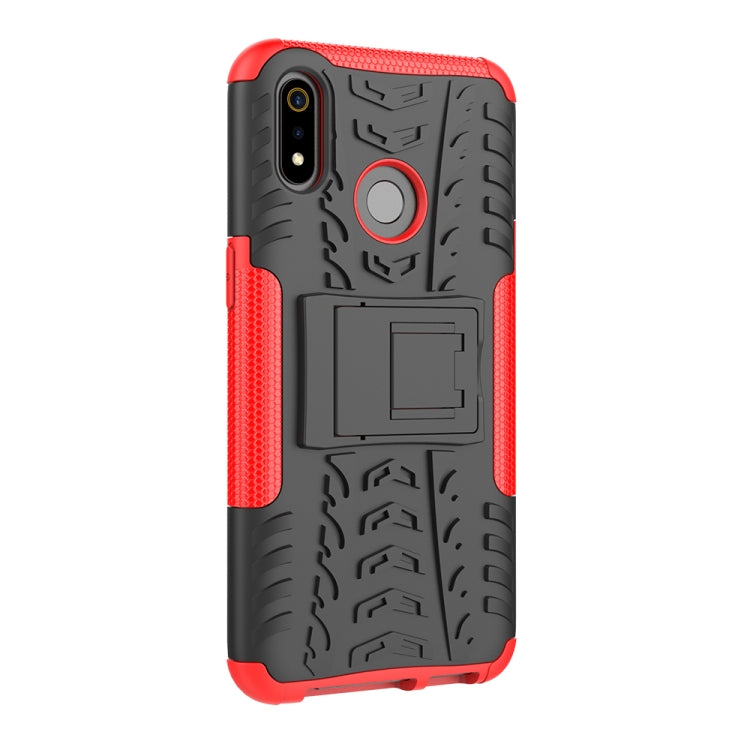 Tire Texture TPU+PC Shockproof Case for OPPO Realme 3, with Holder