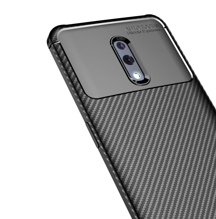 Carbon Fiber Texture Shockproof TPU Case for OPPO Reno (Brown)
