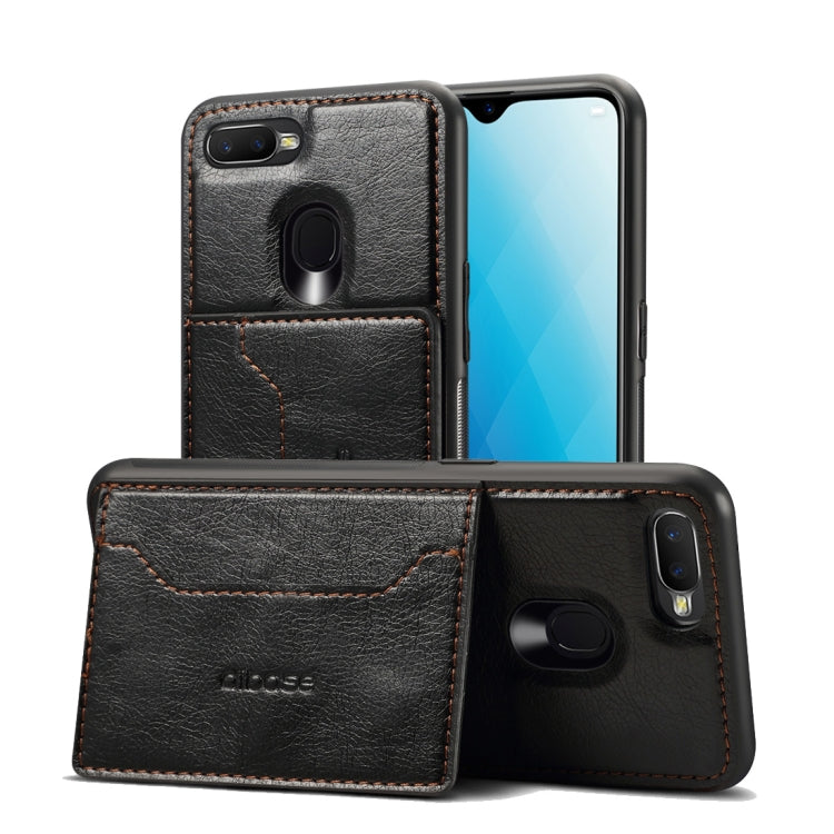 Dibase TPU + PC + PU Crazy Horse Texture Protective Case for OPPO A7, with Holder & Card Slots