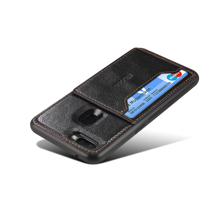 Dibase TPU + PC + PU Crazy Horse Texture Protective Case for OPPO A7, with Holder & Card Slots