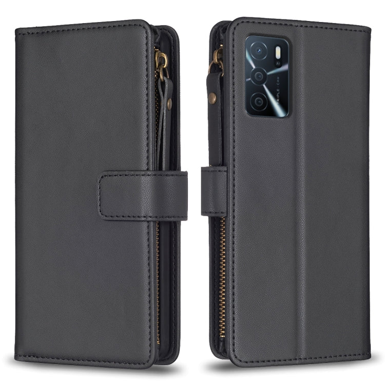 9 Card Slots Zipper Wallet Leather Flip Phone Case For OPPO A16 / A16s / A54s / A55 5G / A54 4G