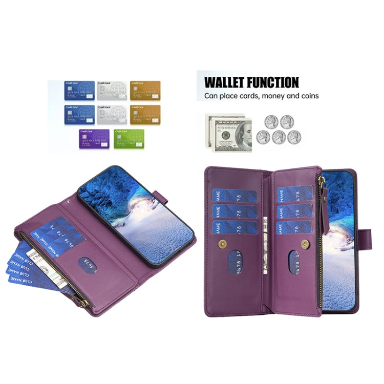 9 Card Slots Zipper Wallet Leather Flip Phone Case For OPPO A16 / A16s / A54s / A55 5G / A54 4G