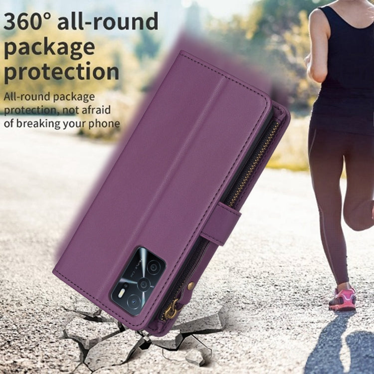 9 Card Slots Zipper Wallet Leather Flip Phone Case For OPPO A16 / A16s / A54s / A55 5G / A54 4G