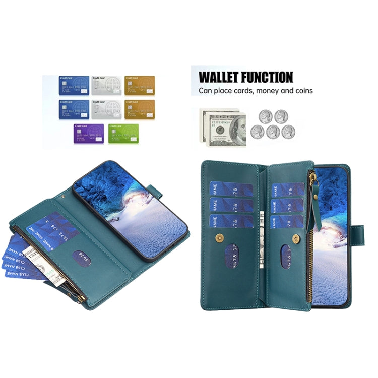 9 Card Slots Zipper Wallet Leather Flip Phone Case For OPPO A16 / A16s / A54s / A55 5G / A54 4G