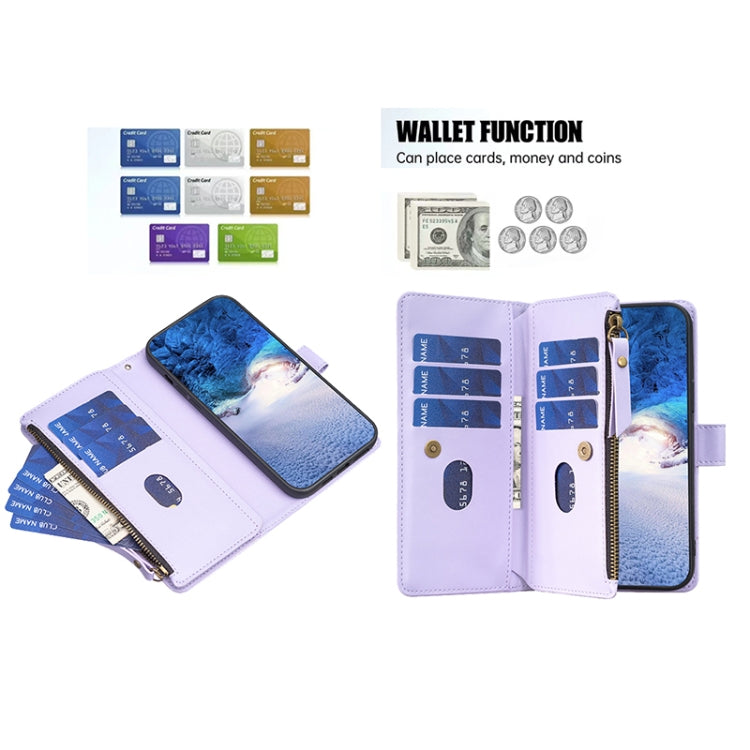 9 Card Slots Zipper Wallet Leather Flip Phone Case For OPPO A16 / A16s / A54s / A55 5G / A54 4G