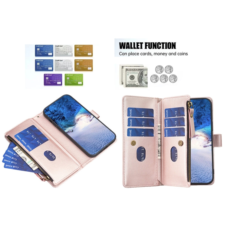 9 Card Slots Zipper Wallet Leather Flip Phone Case For OPPO A16 / A16s / A54s / A55 5G / A54 4G