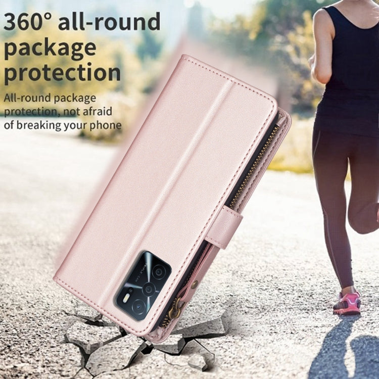 9 Card Slots Zipper Wallet Leather Flip Phone Case For OPPO A16 / A16s / A54s / A55 5G / A54 4G