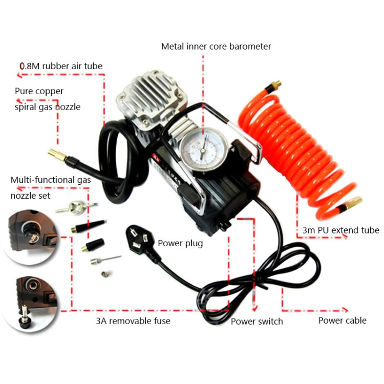 Portable Air Compressor Pump Car Tire Inflator, 220V, 220W